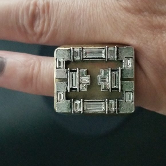 Pave Lia Sophia vintage ring size 5 statement piece - Picture 1 of 5